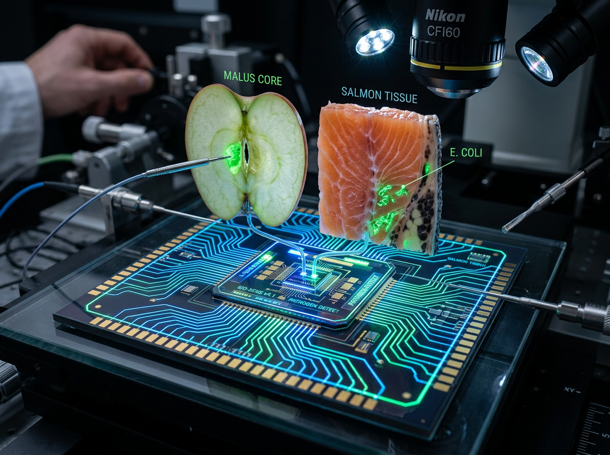 Page: Technik   - Scimondo. Context: Der Bio-Mikrosensor für Apfel und Fisch Mikrosensoren werden he